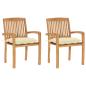 Preview: ARDEBO.de - Gartenstühle 2 Stk. mit Cremeweißen Kissen Massivholz Teak