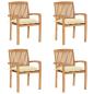 Preview: ARDEBO.de - Stapelbare Gartenstühle mit Kissen 4 Stk. Massivholz Teak