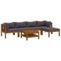 Preview: 7-tlg. Garten-Lounge-Set mit Auflage Massivholz Akazie