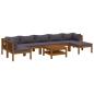 Preview: 8-tlg. Garten-Lounge-Set mit Auflage Massivholz Akazie