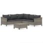 Preview: 6-tlg. Garten-Lounge-Set mit Kissen Grau Poly Rattan