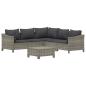 Preview: 6-tlg. Garten-Lounge-Set mit Kissen Grau Poly Rattan
