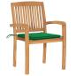 Preview: Gartenstühle 2 Stk. mit Grünen Kissen Massivholz Teak