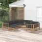 Preview: ARDEBO.de - 10-tlg. Garten-Lounge-Set mit Dunkelgrauen Kissen Bambus
