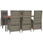 Preview: 7-tlg. Garten-Essgruppe mit Kissen Grau Poly Rattan
