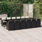 Preview: ARDEBO.de - 13-tlg. Garten-Essgruppe mit Kissen Poly Rattan Schwarz
