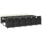 Preview: 13-tlg. Garten-Essgruppe mit Kissen Poly Rattan Schwarz