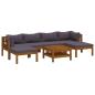 Preview: 7-tlg. Garten-Lounge-Set mit Auflage Massivholz Akazie