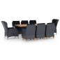 Preview: ARDEBO.de - 9-tlg. Garten-Essgruppe mit Auflagen Poly Rattan Dunkelgrau