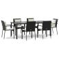 Preview: 7-tlg. Garten-Essgruppe mit Kissen Schwarz Poly Rattan