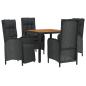 Preview: 5-tlg. Garten-Essgruppe mit Kissen Schwarz Poly Rattan