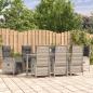 Preview: ARDEBO.de - 9-tlg. Garten-Essgruppe mit Kissen Grau Poly Rattan