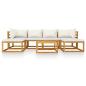 Preview: 7-tlg. Garten-Lounge-Set mit Auflagen Creme Massivholz Akazie