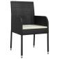 Preview: 5-tlg. Garten-Essgruppe mit Kissen Schwarz Poly Rattan