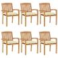 Preview: ARDEBO.de - Stapelbare Gartenst?hle mit Kissen 6 Stk. Massivholz Teak
