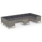 Preview: 11-tlg. Garten-Lounge-Set mit Auflagen Poly Rattan Grau