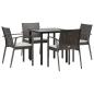 Preview: 5-tlg. Garten-Essgruppe mit Kissen Poly Rattan und Stahl
