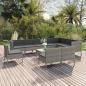 Preview: ARDEBO.de - 11-tlg. Garten-Lounge-Set mit Auflagen Poly Rattan Grau