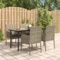 Preview: ARDEBO.de - 5-tlg. Garten-Essgruppe mit Kissen Schwarz und Grau Poly Rattan