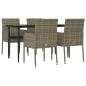 Preview: 5-tlg. Garten-Essgruppe mit Kissen Schwarz und Grau Poly Rattan