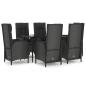 Preview: 7-tlg. Garten-Essgruppe mit Kissen Schwarz Poly Rattan