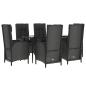 Preview: 7-tlg. Garten-Essgruppe mit Kissen Schwarz Poly Rattan