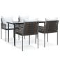 Preview: 5-tlg. Garten-Essgruppe mit Kissen Poly Rattan und Stahl