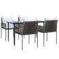 Preview: 5-tlg. Garten-Essgruppe mit Kissen Poly Rattan und Stahl