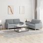 Preview: ARDEBO.de - 2-tlg. Sofagarnitur mit Kissen Hellgrau Stoff