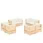 Preview: 8-tlg. Garten-Lounge-Set mit Creme Kissen Kiefernholz