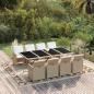 Preview: ARDEBO.de - 9-tlg. Garten-Essgruppe mit Kissen Poly Rattan Beige