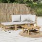 Preview: ARDEBO.de - 3-tlg. Garten-Lounge-Set mit Hellgrauen Kissen Bambus