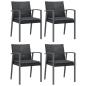 Preview: Gartenstühle mit Kissen 4 Stk. Schwarz 56,5x57x83cm Poly Rattan