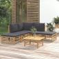 Preview: ARDEBO.de - 6-tlg. Garten-Lounge-Set mit Dunkelgrauen Kissen Bambus