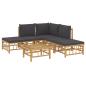 Preview: 6-tlg. Garten-Lounge-Set mit Dunkelgrauen Kissen Bambus