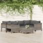 Preview: ARDEBO.de - 7-tlg. Garten-Lounge-Set mit Kissen Grau Poly Rattan