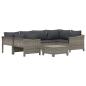 Preview: 7-tlg. Garten-Lounge-Set mit Kissen Grau Poly Rattan
