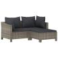 Preview: 7-tlg. Garten-Lounge-Set mit Kissen Grau Poly Rattan