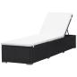 Preview: Sonnenliegen mit Auflage 2 Stk. Poly Rattan Schwarz