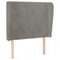 Preview: Kopfteil mit Ohren Hellgrau 103x23x118/128 cm Samt