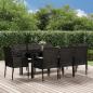 Preview: ARDEBO.de - 9-tlg. Garten-Essgruppe mit Kissen Schwarz Poly Rattan
