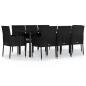 Preview: 9-tlg. Garten-Essgruppe mit Kissen Schwarz Poly Rattan
