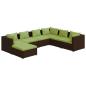 Preview: 7-tlg. Garten-Lounge-Set mit Kissen Poly Rattan Braun