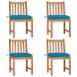 Preview: ARDEBO.de - Gartenstühle 4 Stk. mit Kissen Massivholz Teak