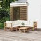 Preview: ARDEBO.de - 6-tlg. Garten-Lounge-Set mit Cremeweißen Kissen Bambus
