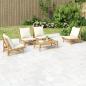 Preview: ARDEBO.de - 5-tlg. Garten-Lounge-Set mit Cremeweißen Kissen Bambus