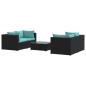 Preview: 5-tlg. Garten-Lounge-Set mit Kissen Poly Rattan Schwarz