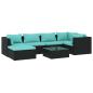 Preview: 7-tlg. Garten-Lounge-Set mit Kissen Poly Rattan Schwarz