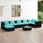 Preview: ARDEBO.de - 8-tlg. Garten-Lounge-Set mit Kissen Poly Rattan Schwarz