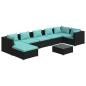 Preview: 8-tlg. Garten-Lounge-Set mit Kissen Poly Rattan Schwarz